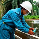 환경관리사와 환경 모니터링 도구 - Environmental Officer at Work**

A dedicated Environmental Officer in appropriate attire, fully clot...